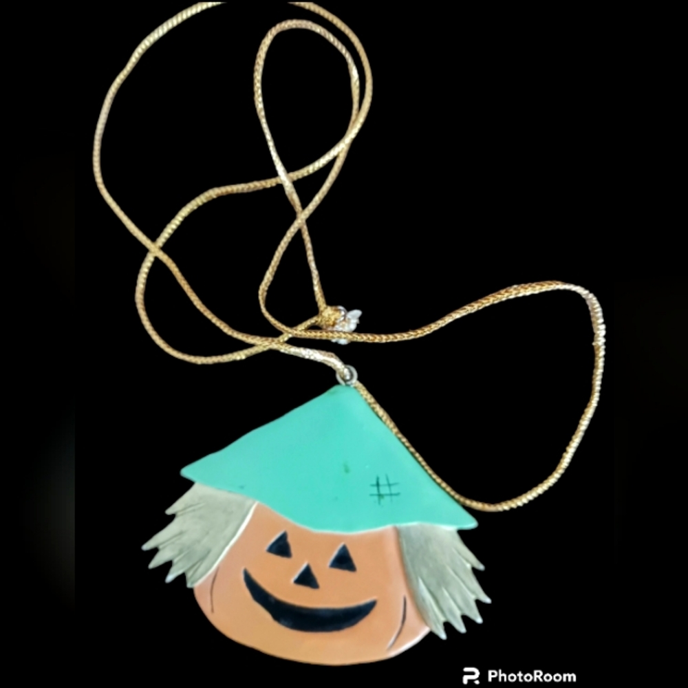 Ceramic PumpkinHalloween Necklace
